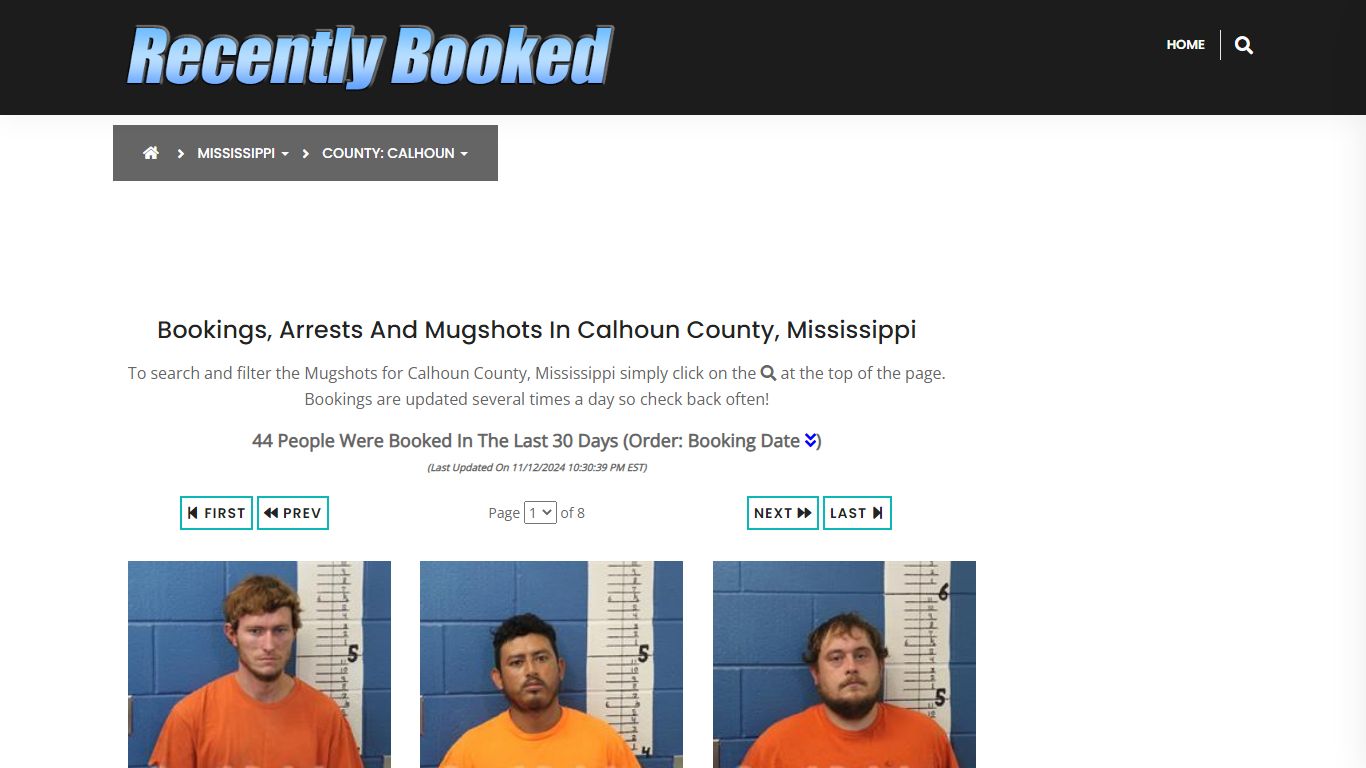 Bookings, Arrests and Mugshots in Calhoun County, Mississippi