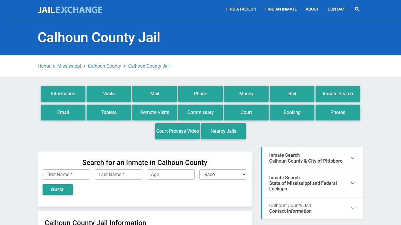 Calhoun County Jail Roster Lookup, MS, Inmate Search